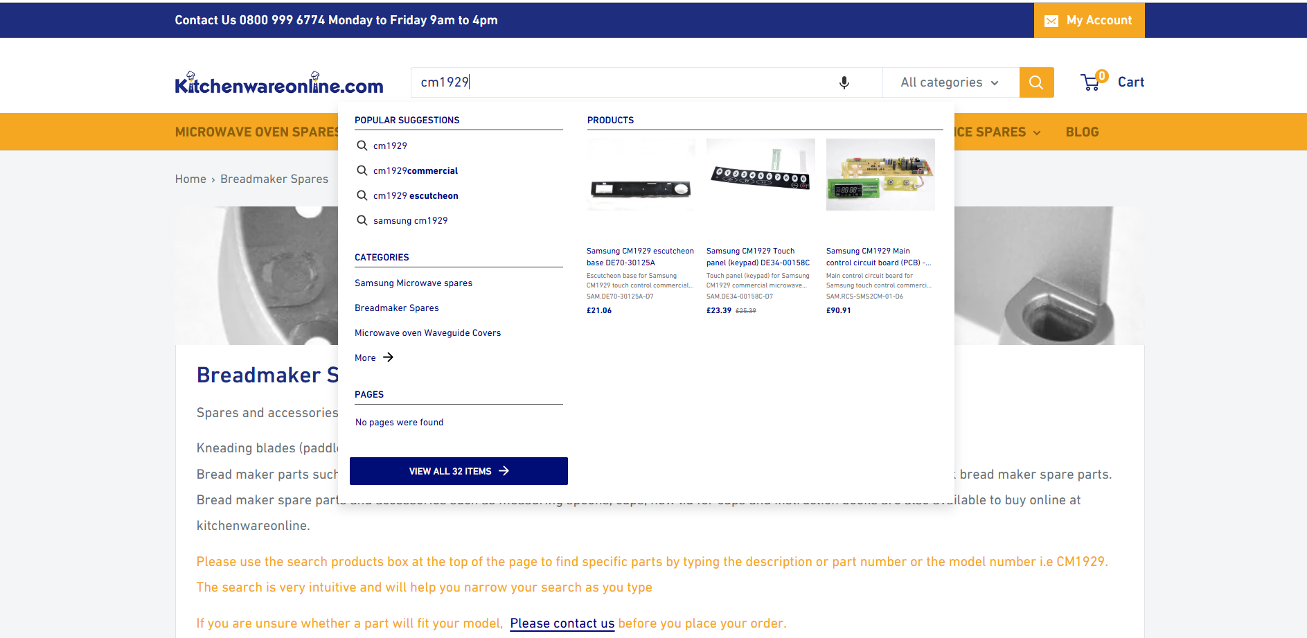 New Easy to use intuitive Search box for Kitchenwareonline.com