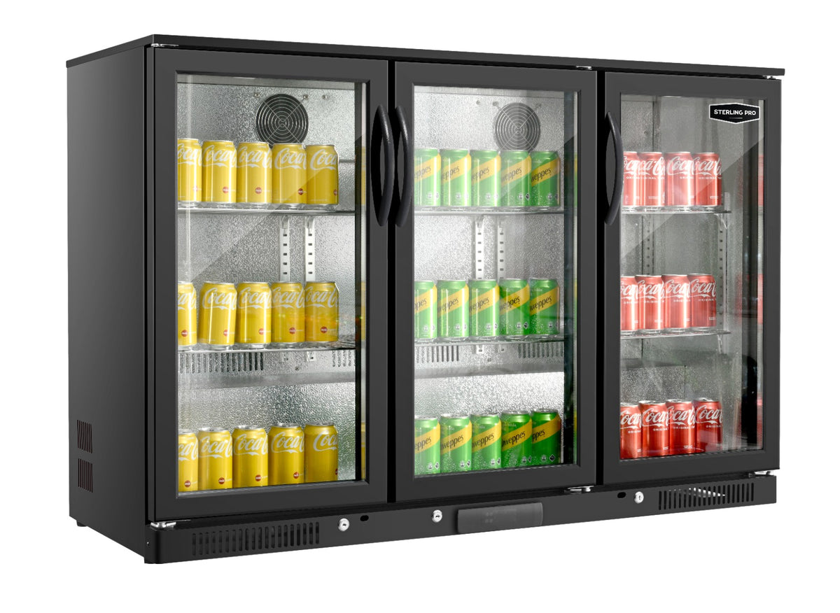 Sterling Pro Green SP3HC-BH Hinged Triple Door Bottle Cooler, 274 x 330ml Bottles