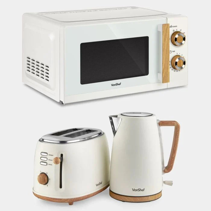 Fika Cream Microwave, Kettle & 2 Slice Toaster Set