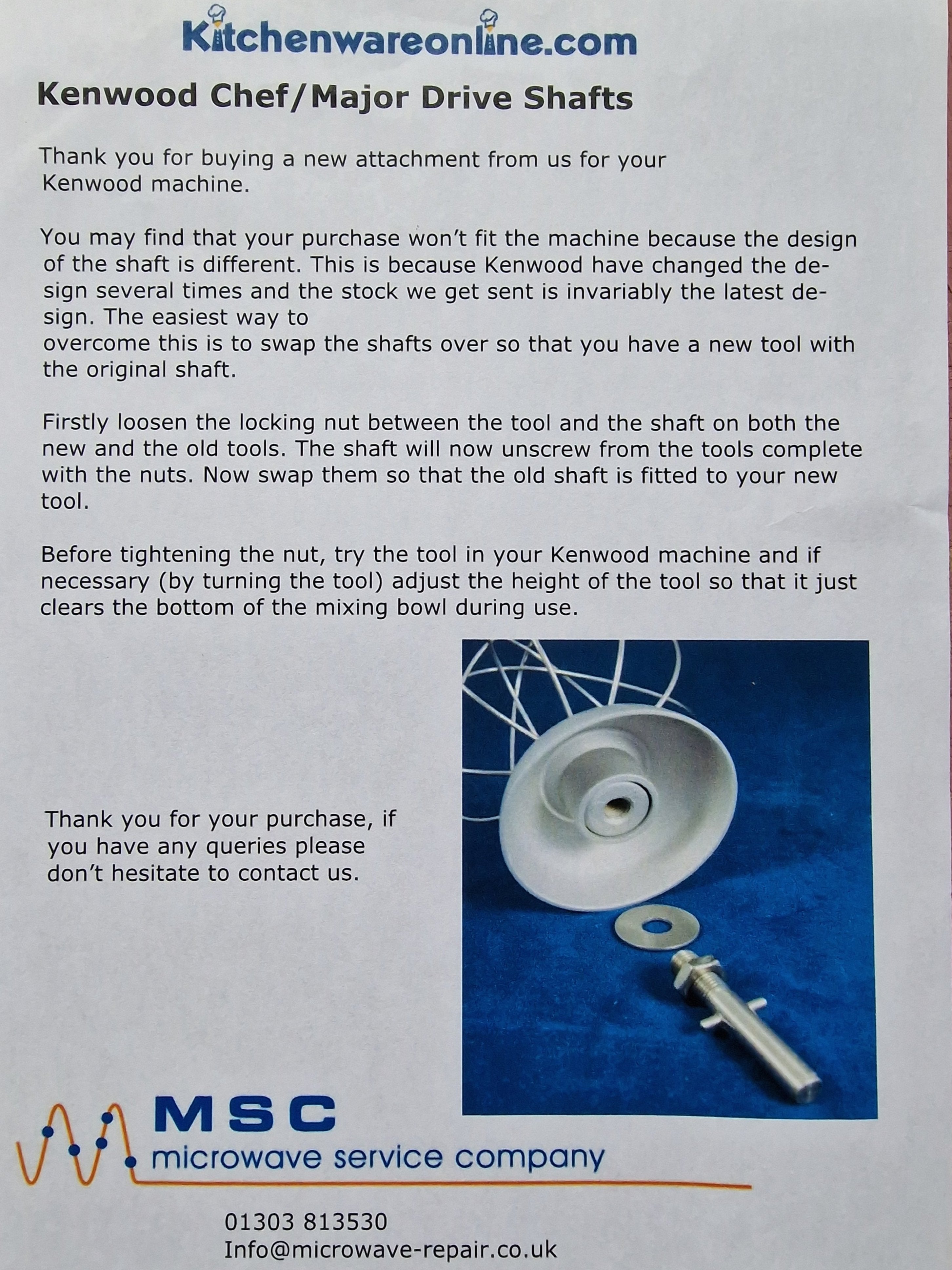 Kenwood Chef Shaft with circlip to fit new attachments to older machines - KEN711986