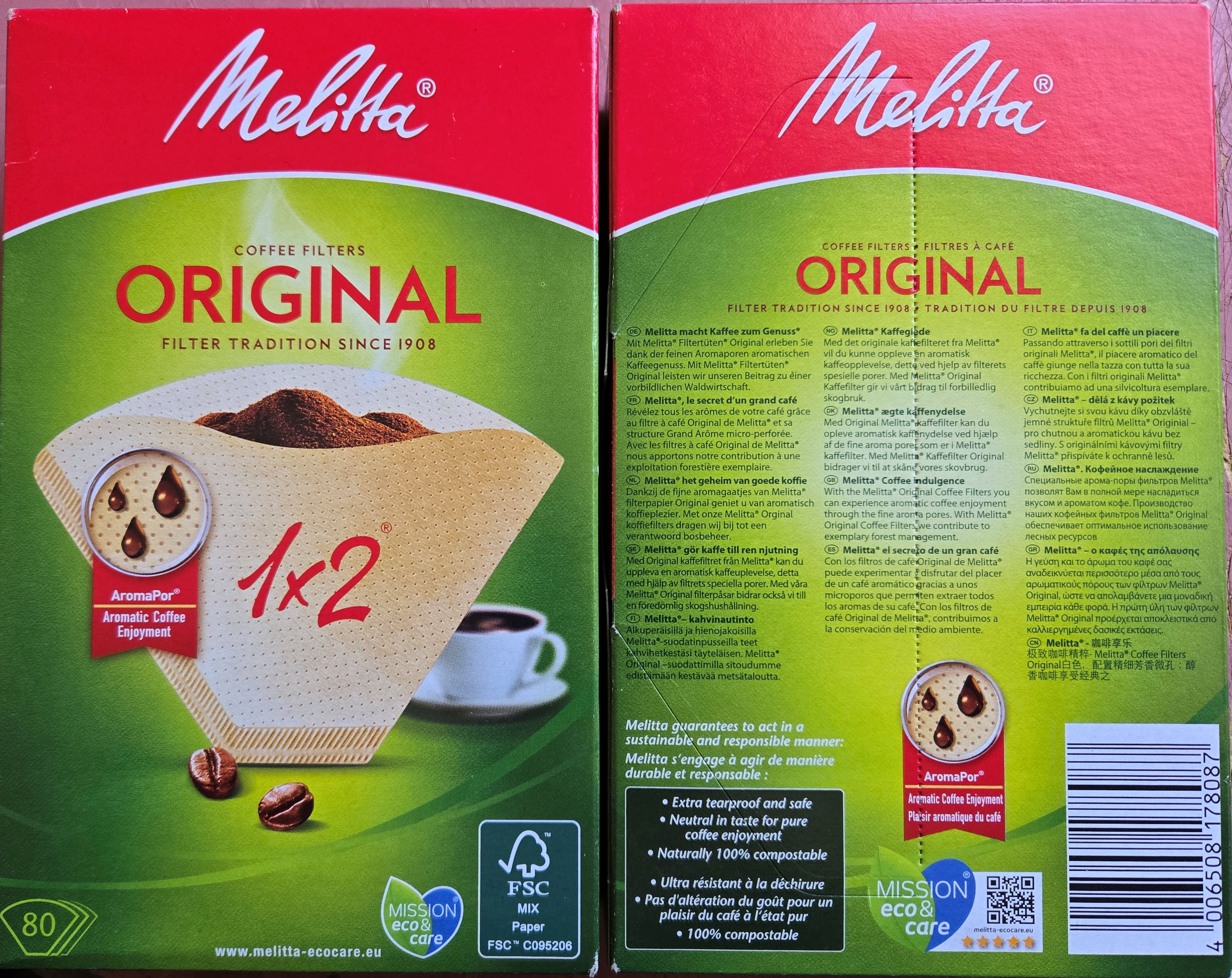 Melitta Paper coffee filters pack of 80 MEL0100762 1x2 or 102