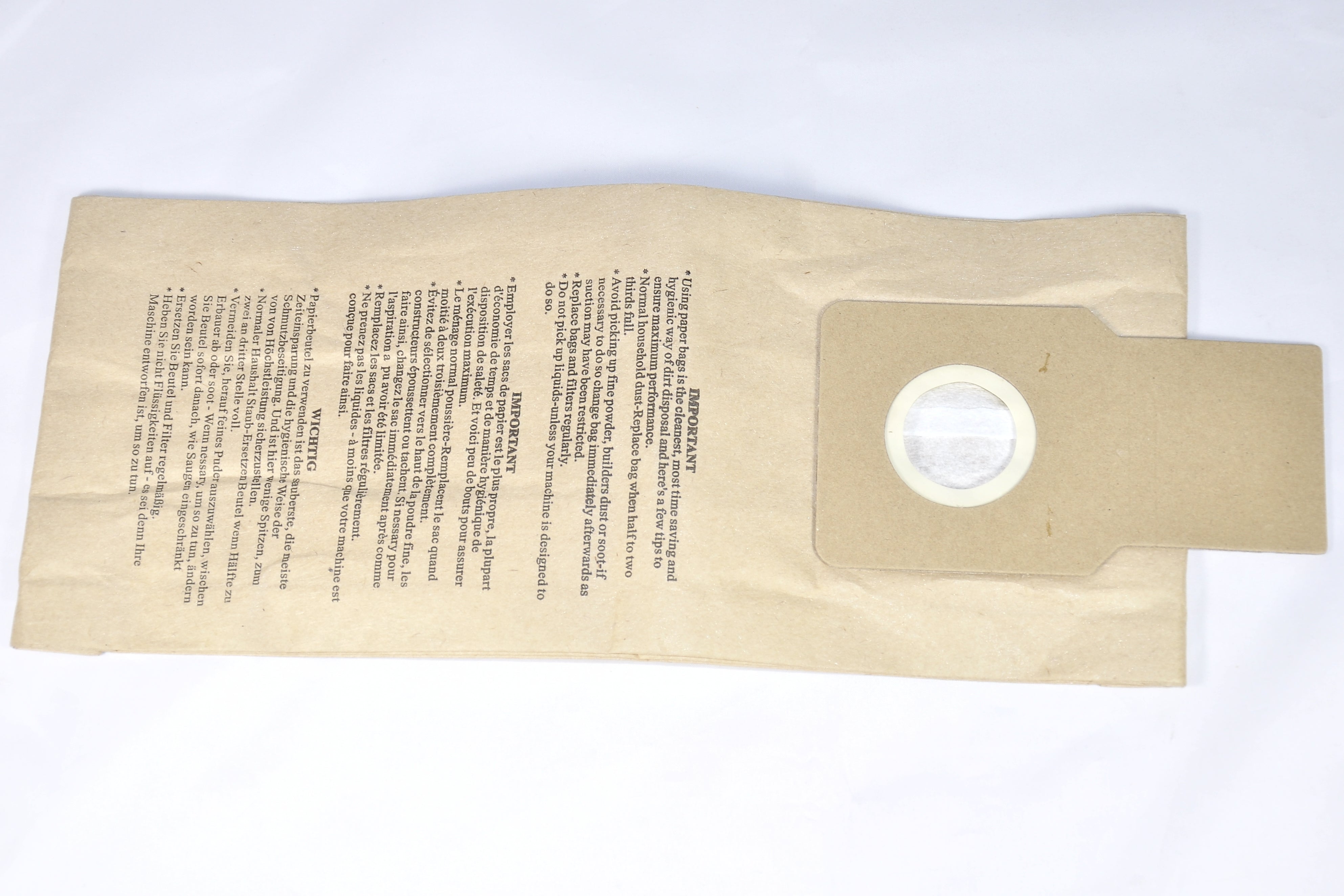 Panasonic upright vacuum cleaner dust bags (pack of 5) - BAG60 pattern part