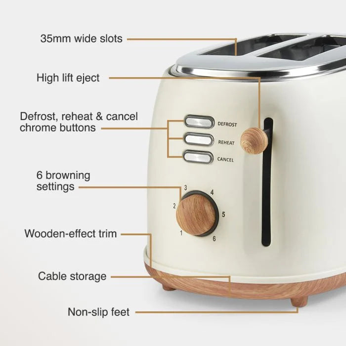 Fika Cream Microwave, Kettle & 2 Slice Toaster Set