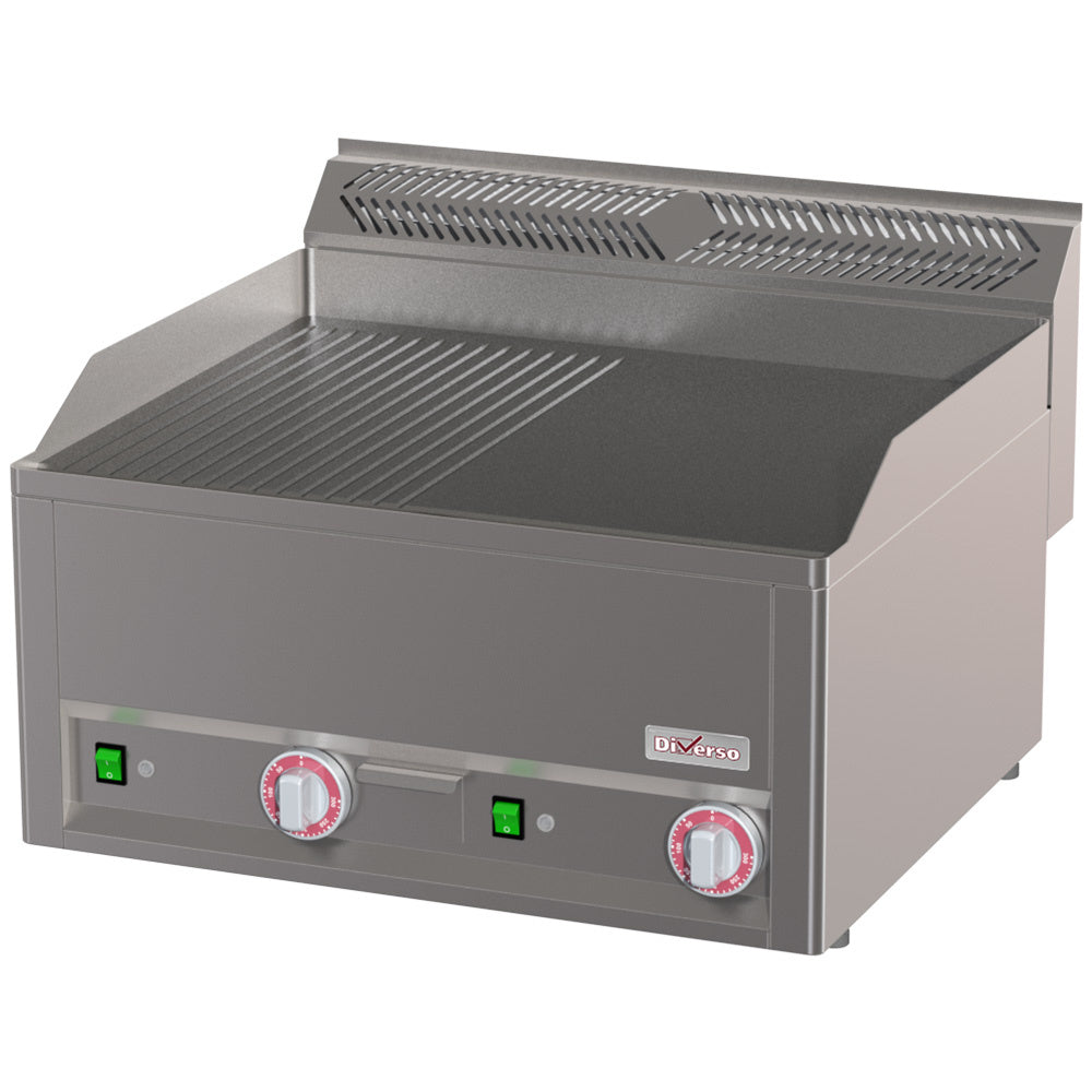 Diverso WR-EPMD-27 Double electric griddle, 1/2 grooved 1/2 smooth -Top-
