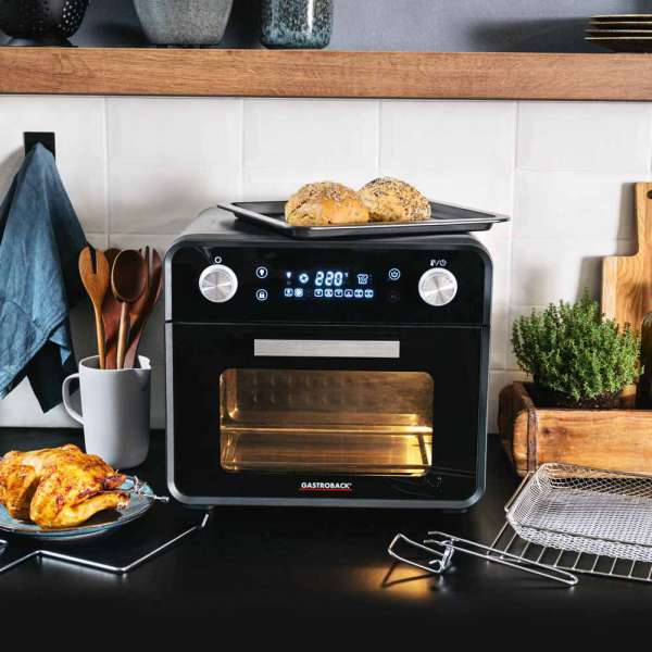 Gastroback Design Oven Air Fry & Pizza 62815 5 in 1: Pizza oven, Hot air fryer, mini oven, rotating grill spit and dehydrator