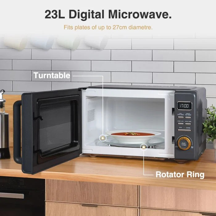 Fika Grey Microwave, Kettle and 4 Slice Toaster Set