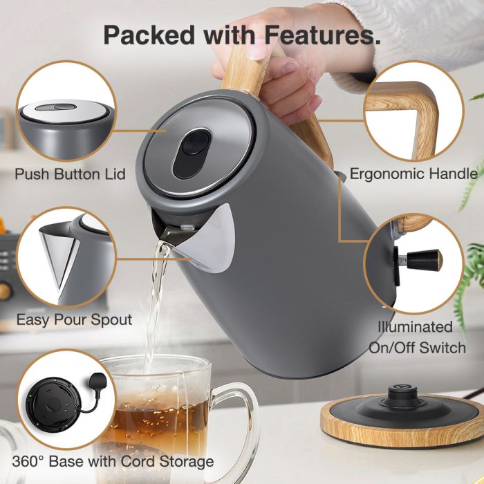 Fika Grey Microwave, Kettle and 4 Slice Toaster Set