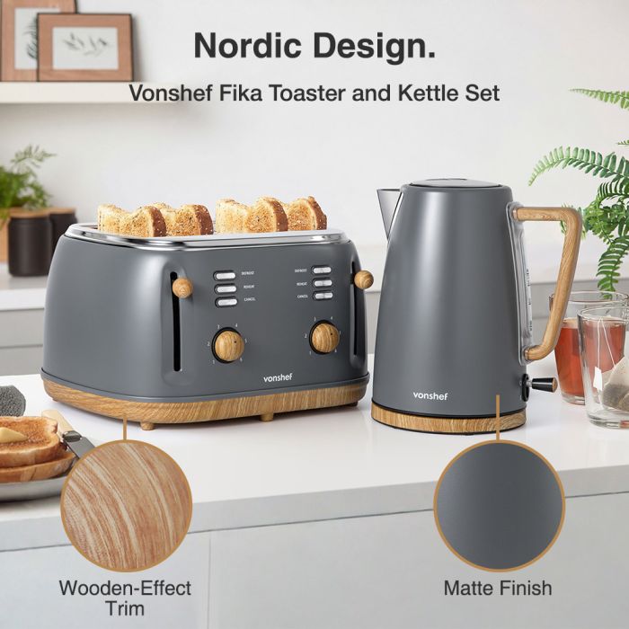 Fika Grey Microwave, Kettle and 4 Slice Toaster Set