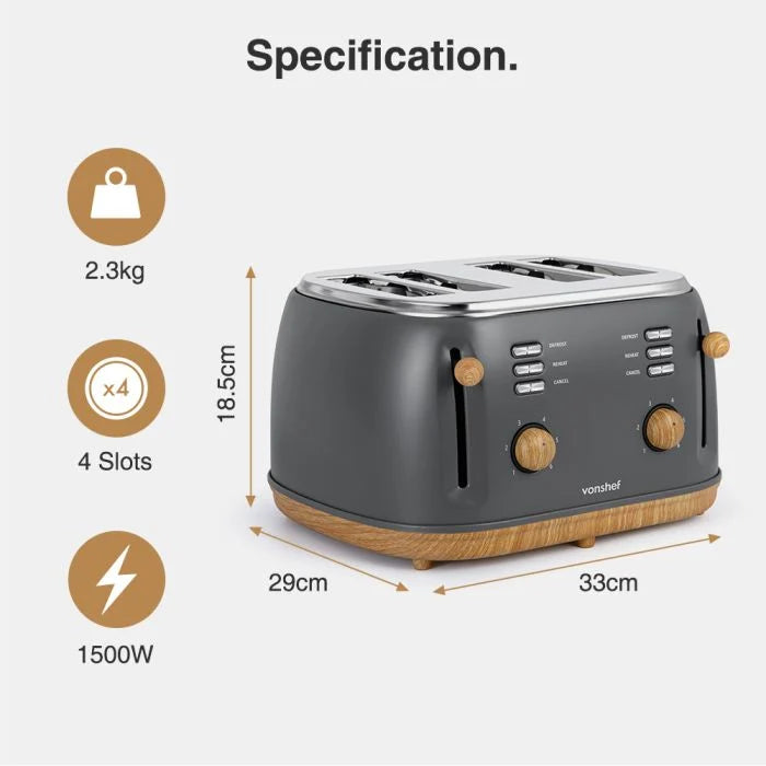 Fika Grey Microwave, Kettle and 4 Slice Toaster Set