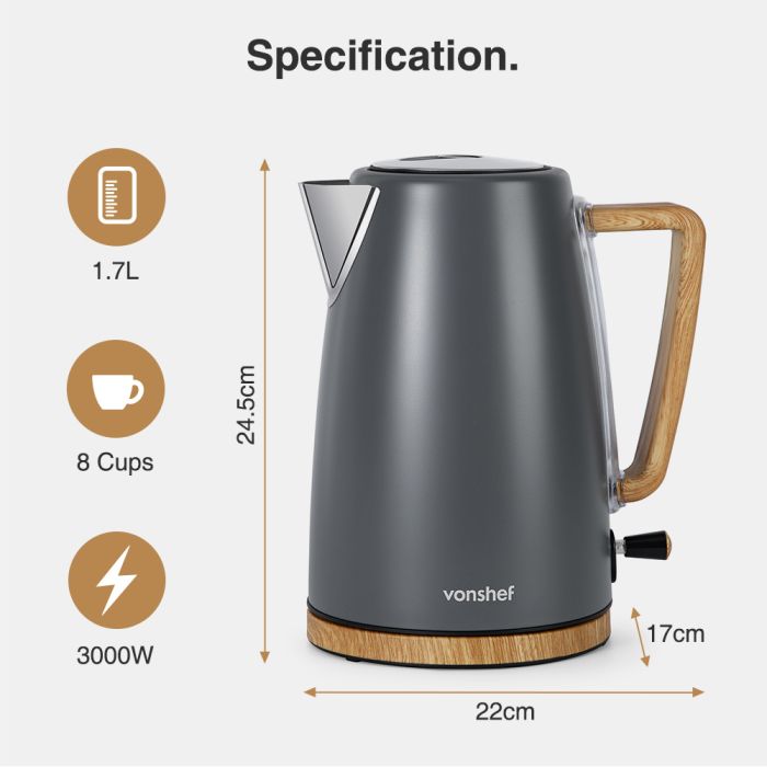 Fika Grey Microwave, Kettle and 4 Slice Toaster Set