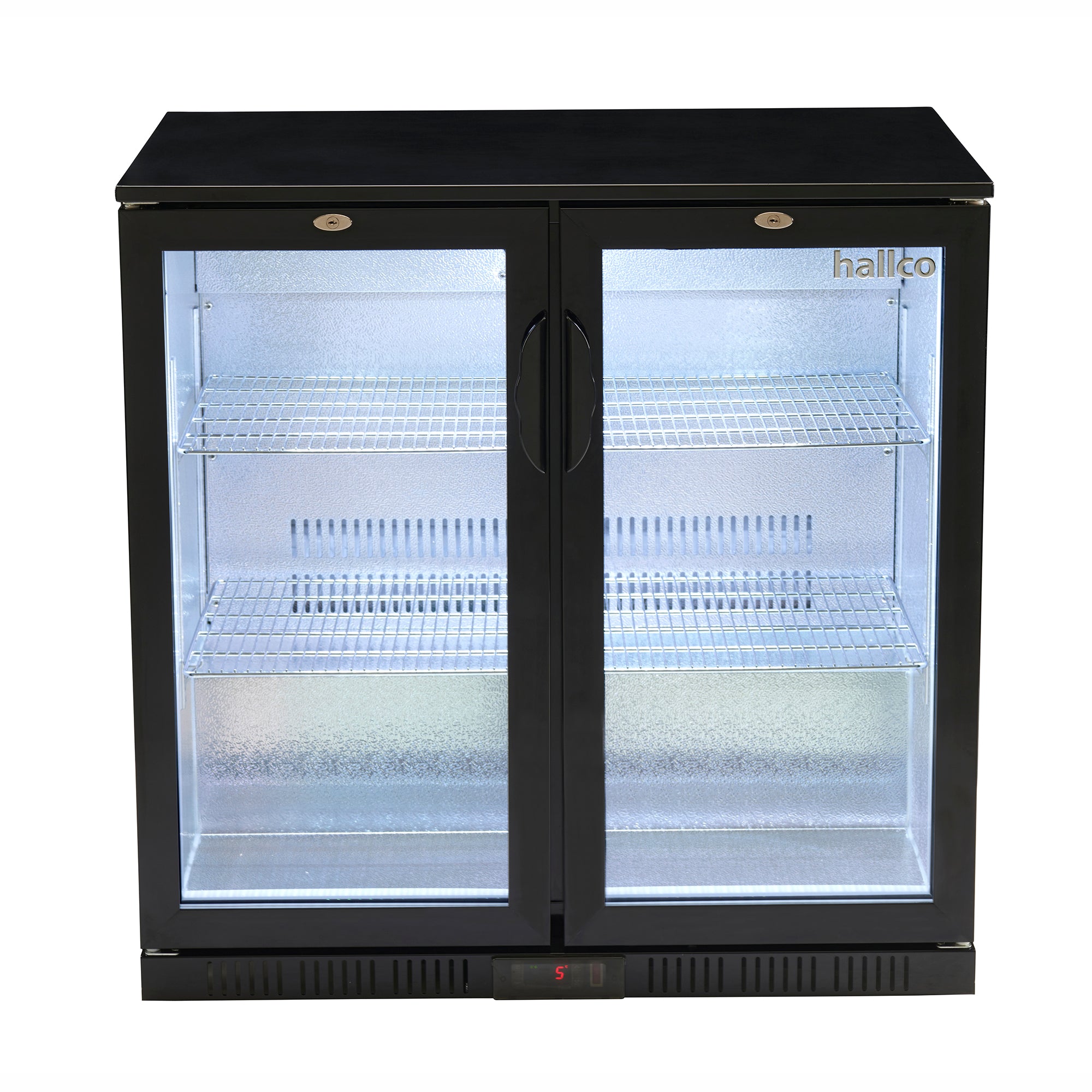 Hallco Double Door Black Undercounter Bottle Cooler - HC2BK