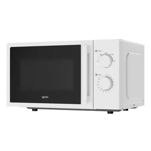 Igenix 20L 800W Manual Microwave White with Stainless Steel Cavity IGMS0820MSSW