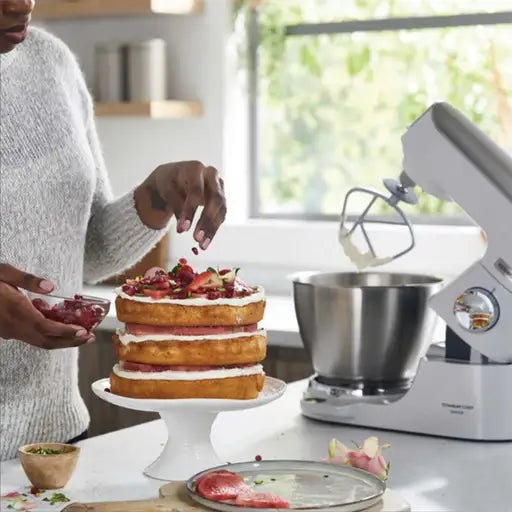 Kenwood 1200W 5L Titanium Chef Baker Stand Mixer White KVC65.001WH