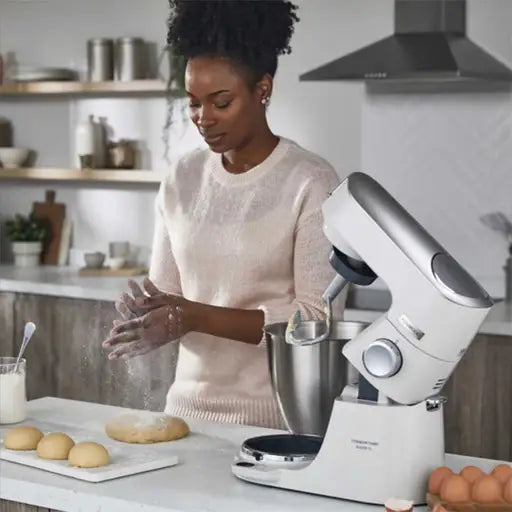 Kenwood 1200W 5L Titanium Chef Baker Stand Mixer White KVC65.001WH