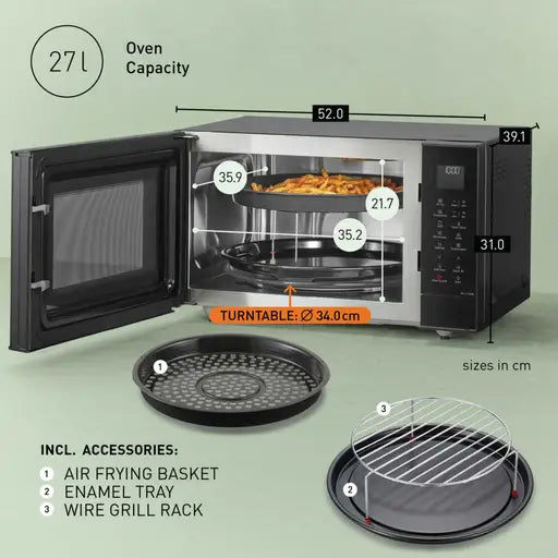 Panasonic 27L 1000W 4-in-1 Combi Inverter Microwave Oven Black - NN-CT56RBBPQ