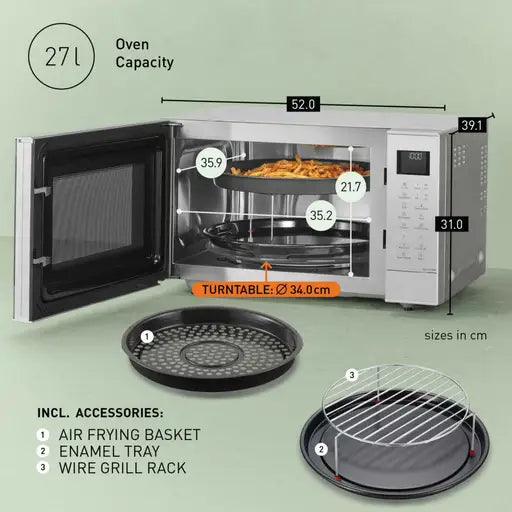 Panasonic 27L 1000W 4-in-1 Combi Inverter Microwave Oven Silver - NN-CT57RMBPQ