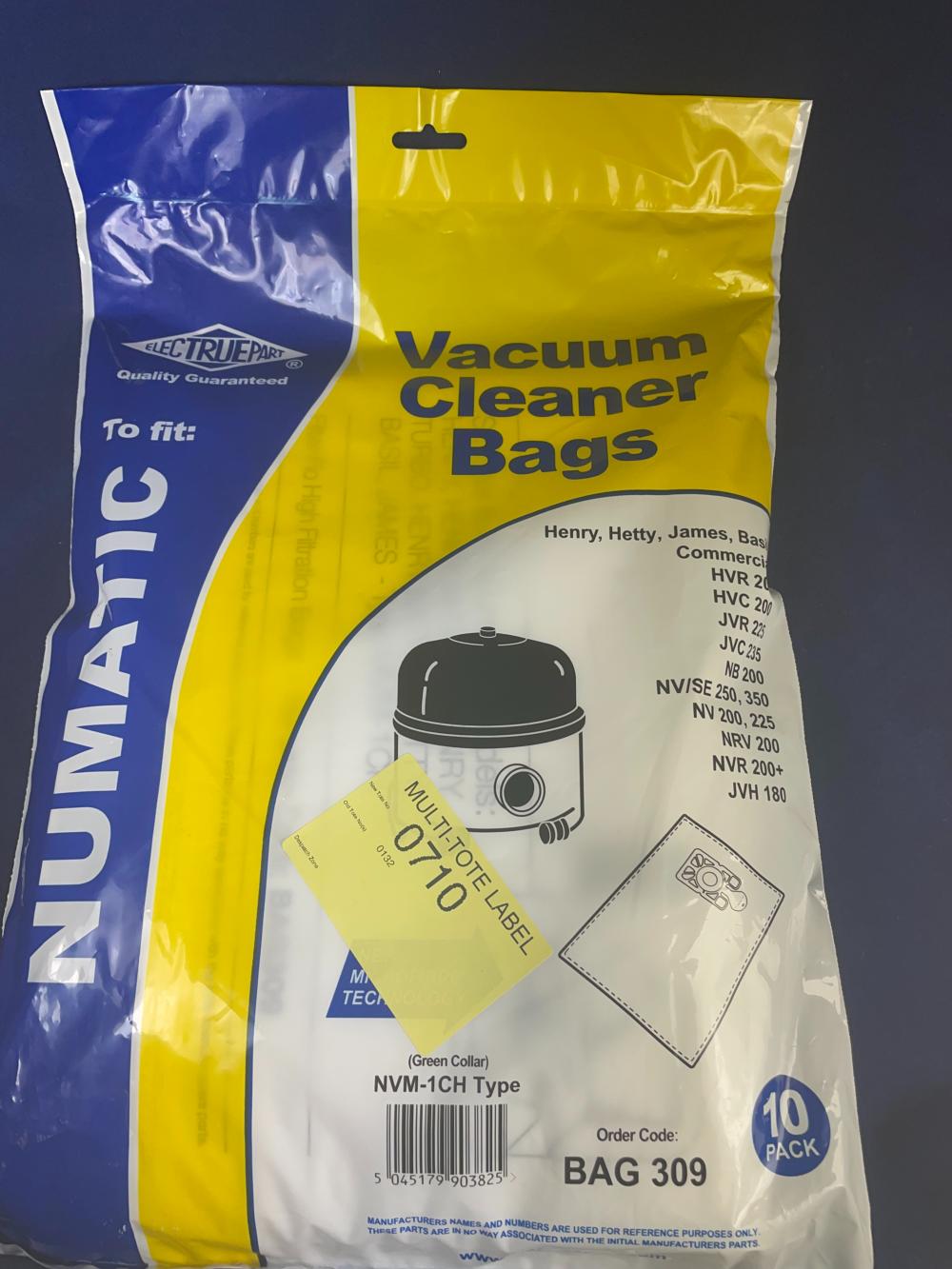 Numatic NVM-1CH Dust Bags (Pack Of 10) - Pattern Part-BAG309