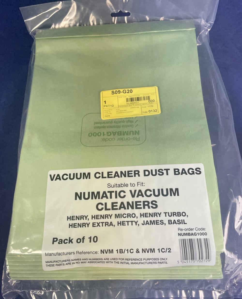 Hetty (Numatic) Paper Dust Bag (Pack Of 10) - Pattern Part