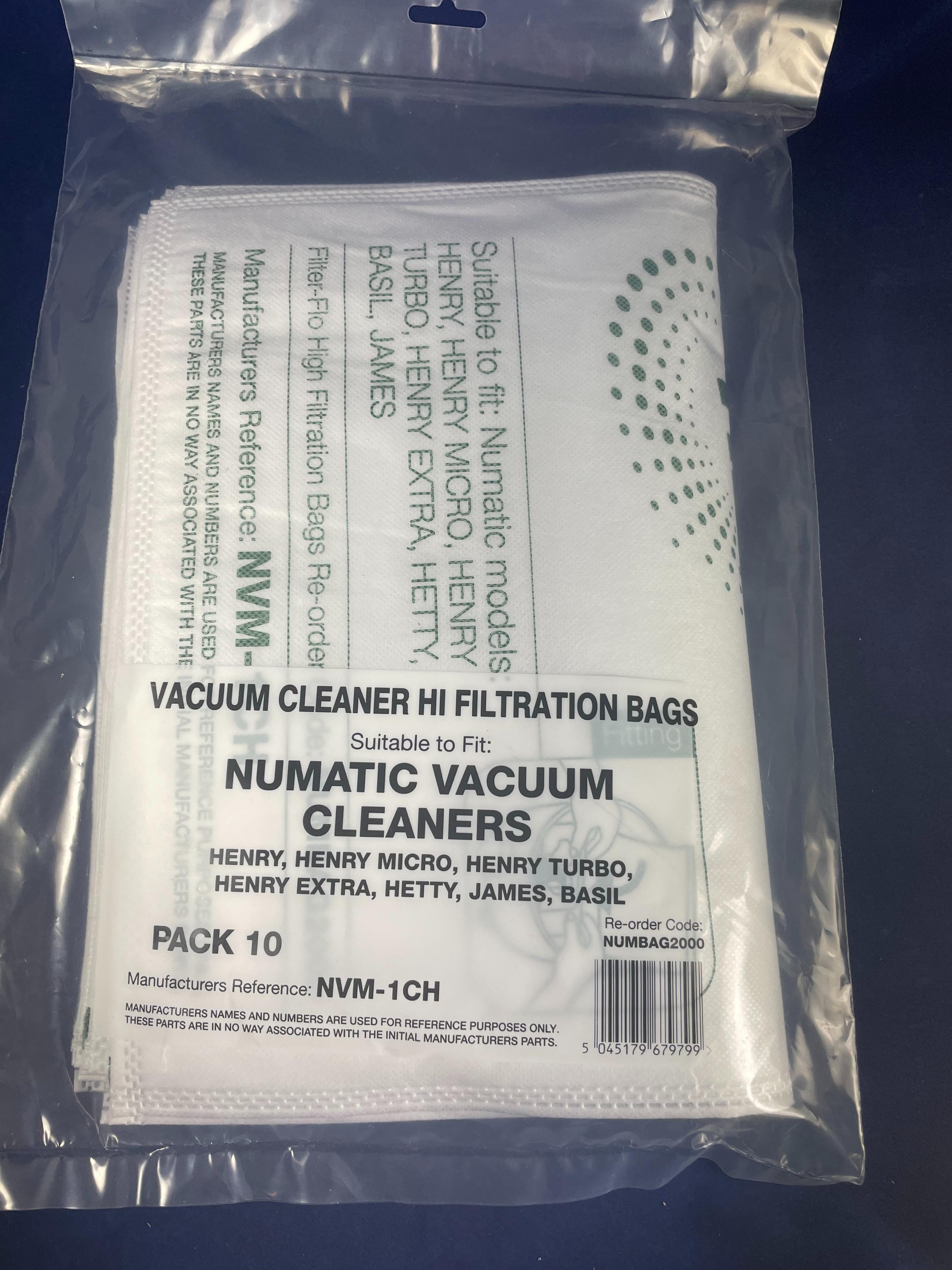 Numatic Filter-Flo Synthetic Dust Bags (Pack Of 10) - Pattern Part - NUMBAG2000