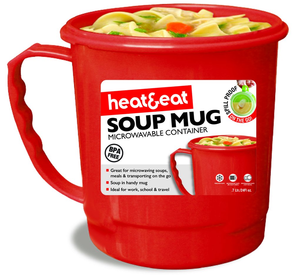 Microwaveable 0.7 litre Red Heat & Eat Soup Mug