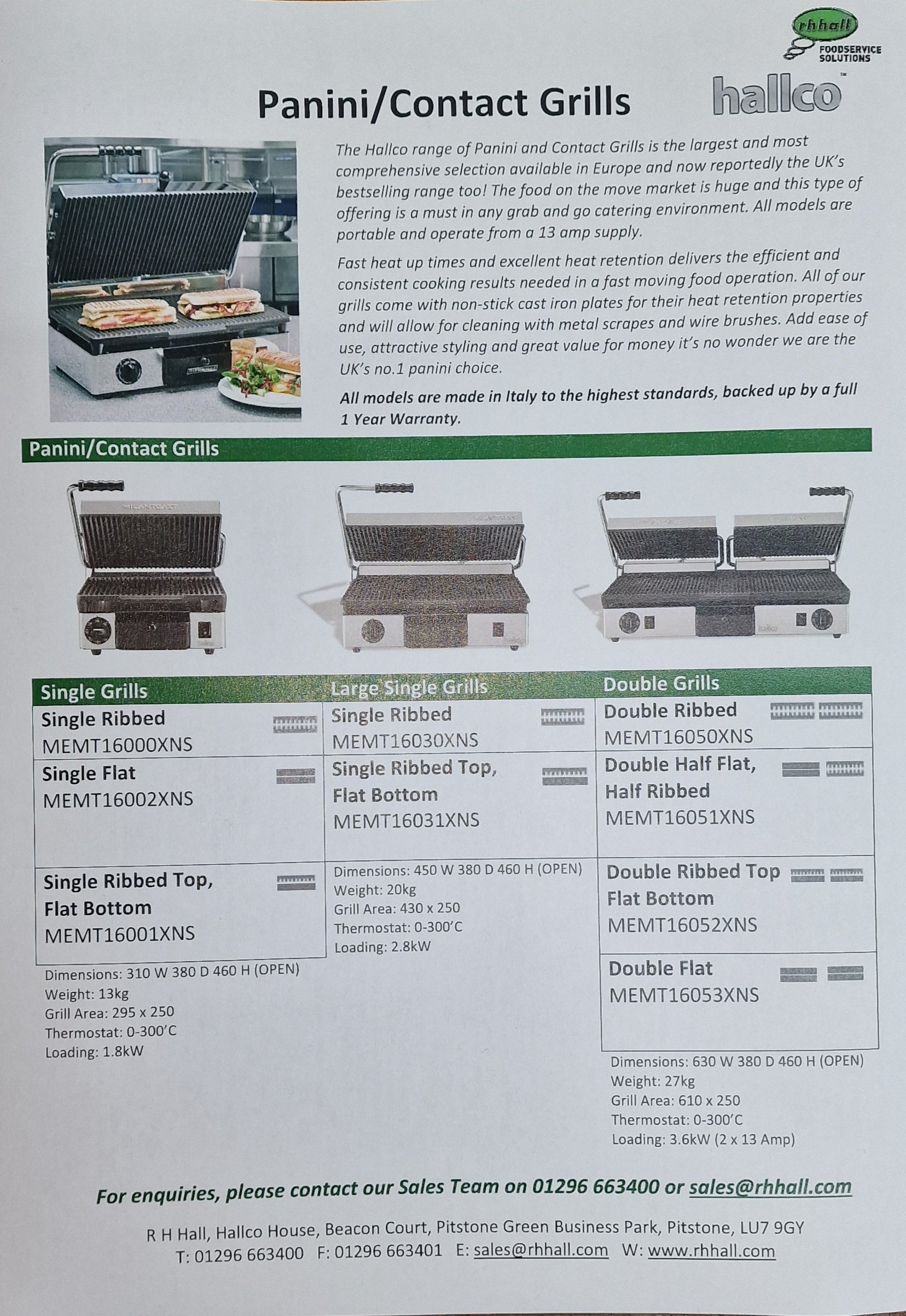 Hallco MEMT16002XNS Panini/Contact Grill
