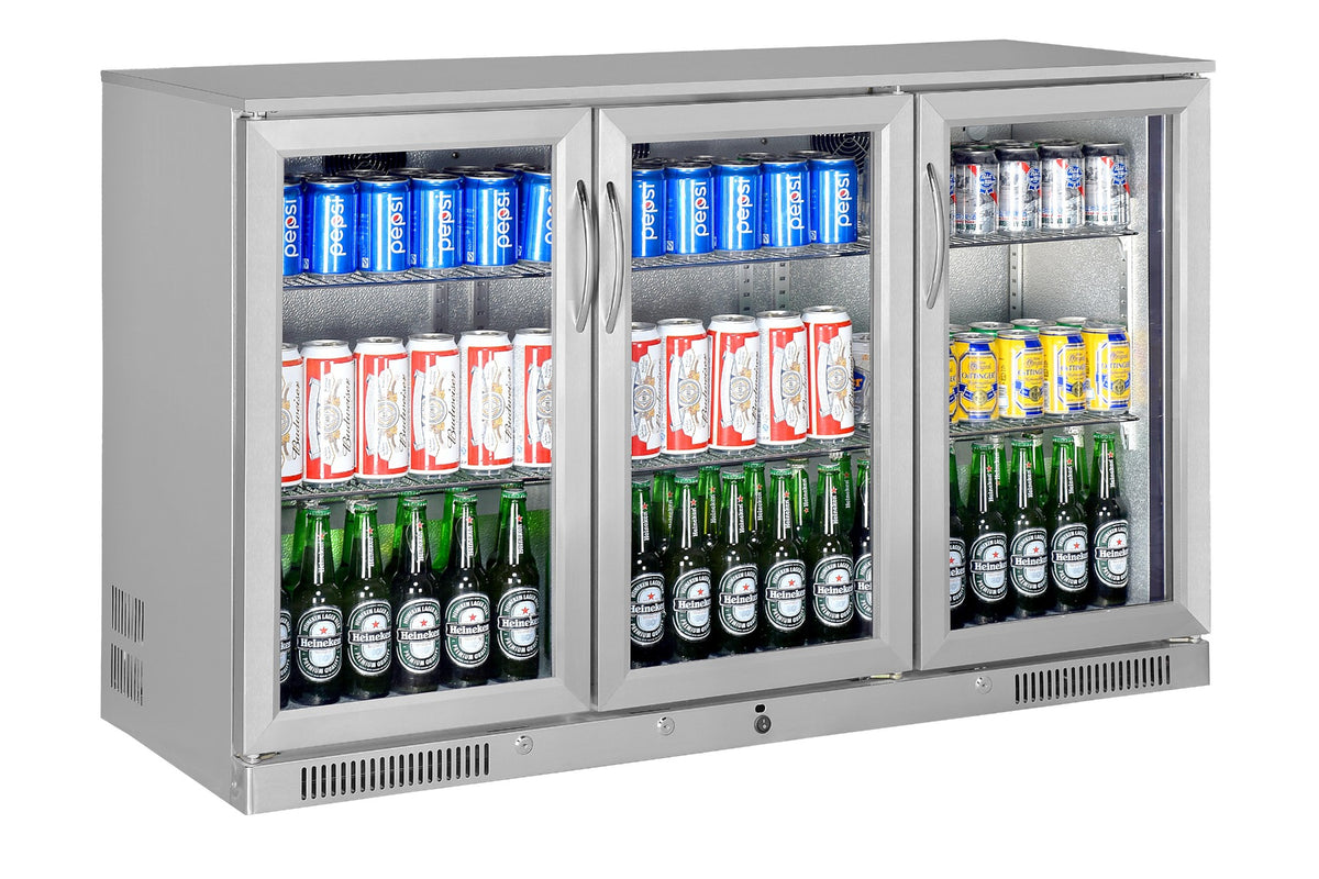 Sterling Pro Green SP3HC-STS Triple Door Stainless Steel Bottle Cooler, 274 x 330ml Bottles