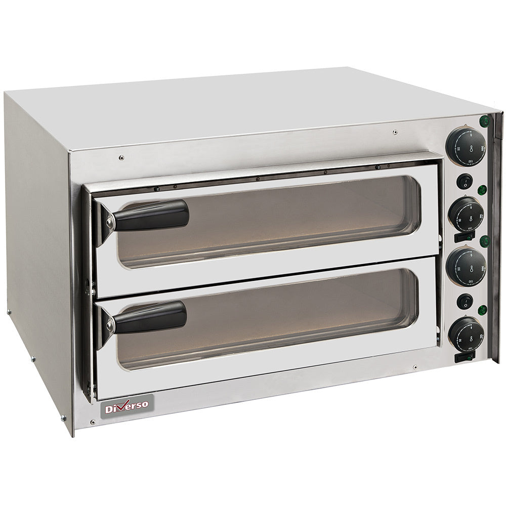 Diverso WR-PZ35-PV Pizza oven 350 mm, with glass door, double chamber