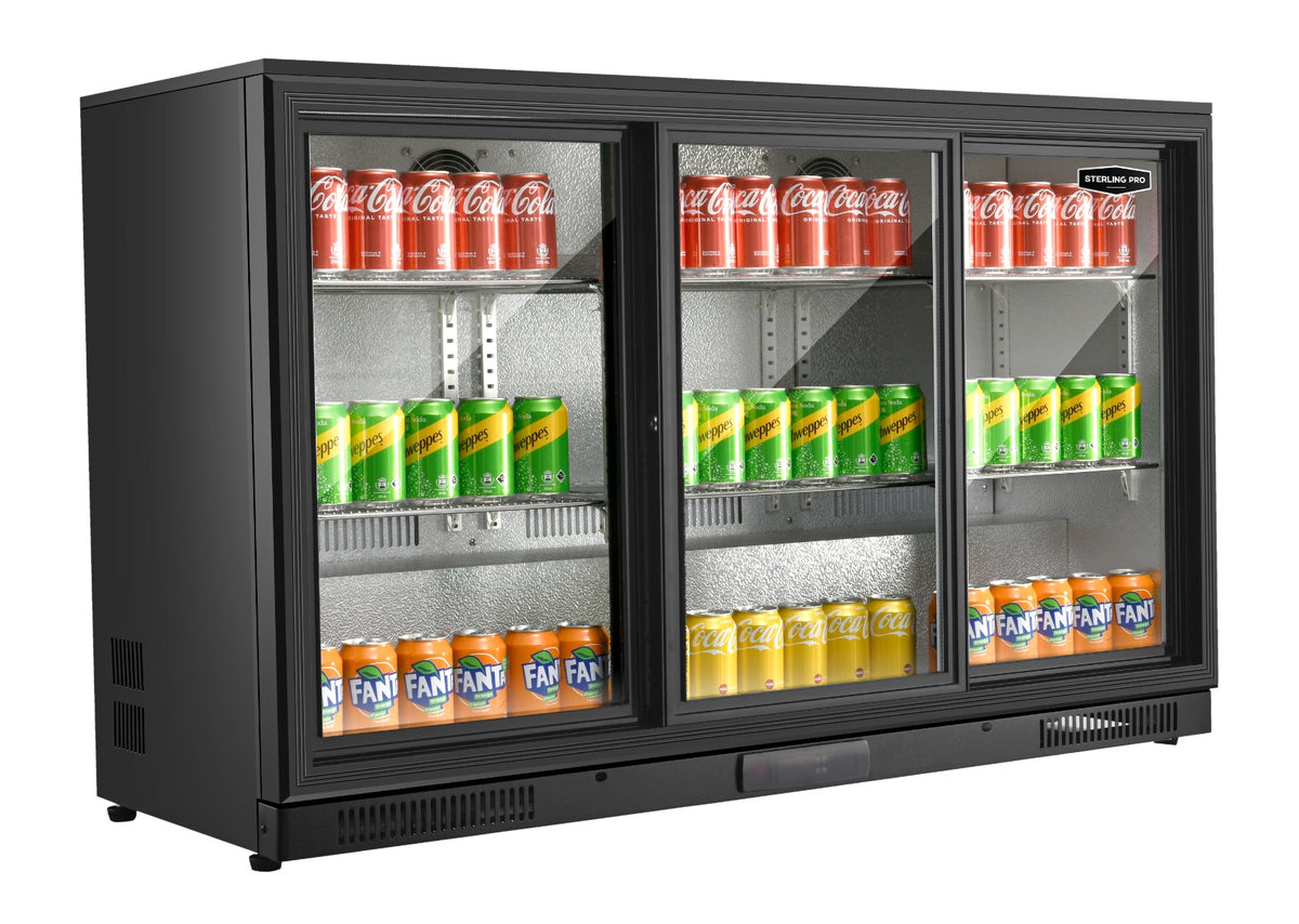 Sterling Pro Green SP3HC-BS Sliding Triple Door Bottle Cooler, 274 x 330ml Bottles