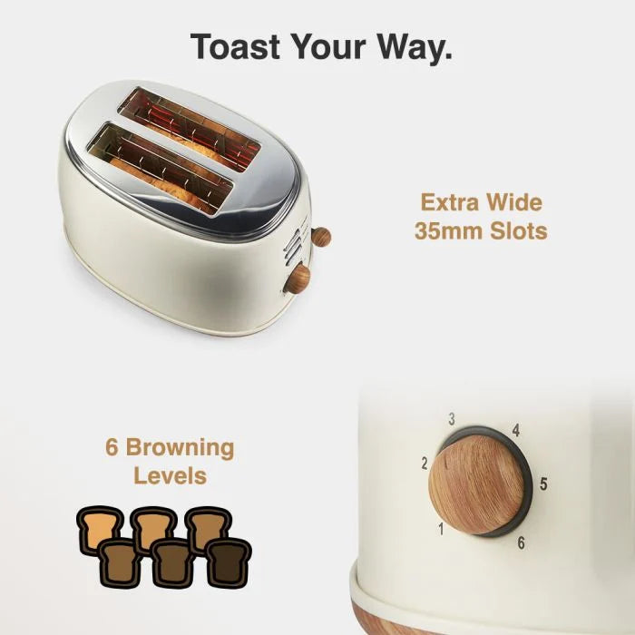Fika Cream Microwave, Kettle & 2 Slice Toaster Set