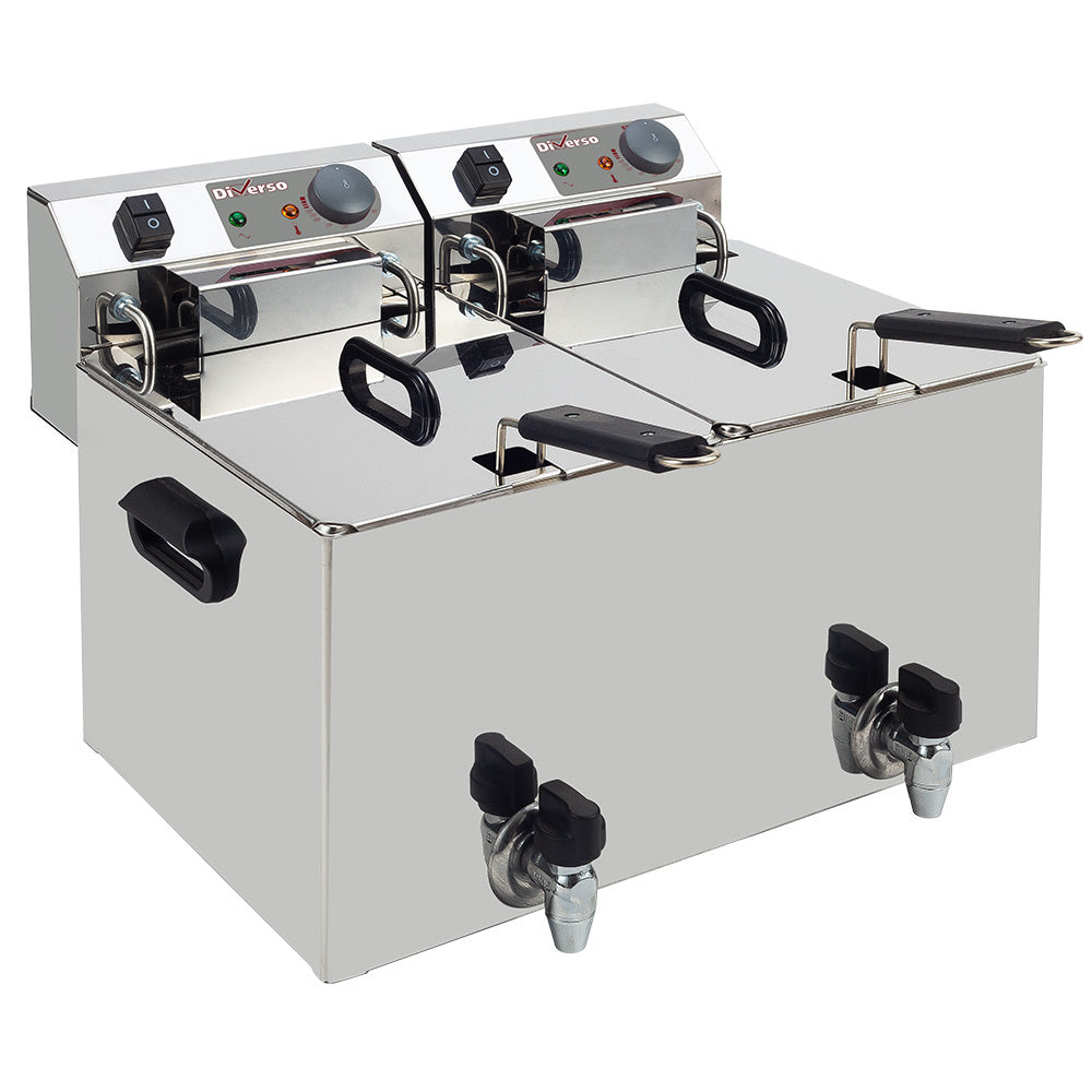 Diverso WR-EF20-S2 Electric table top fryer  10 liters + tap