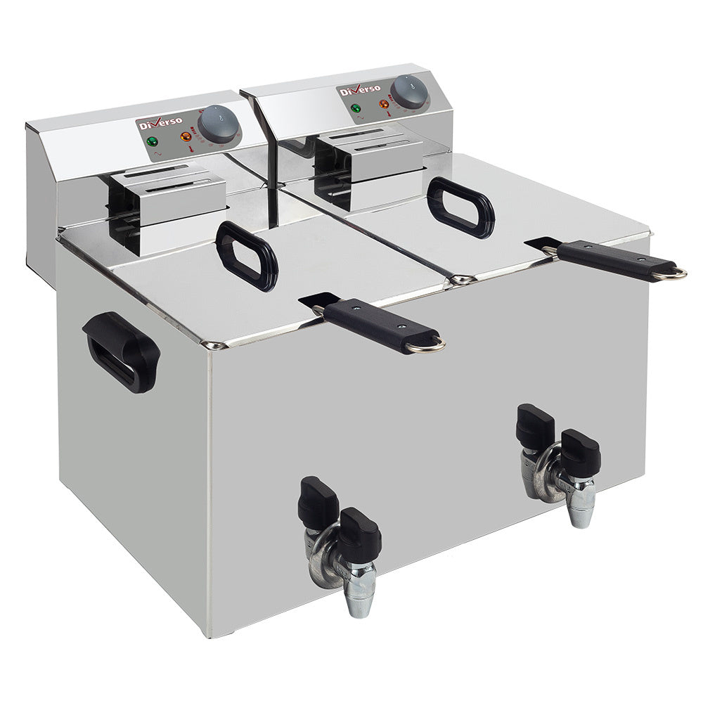 Diverso WR-EF16-D8 Electric table top fryer 2x 8 liters + tap