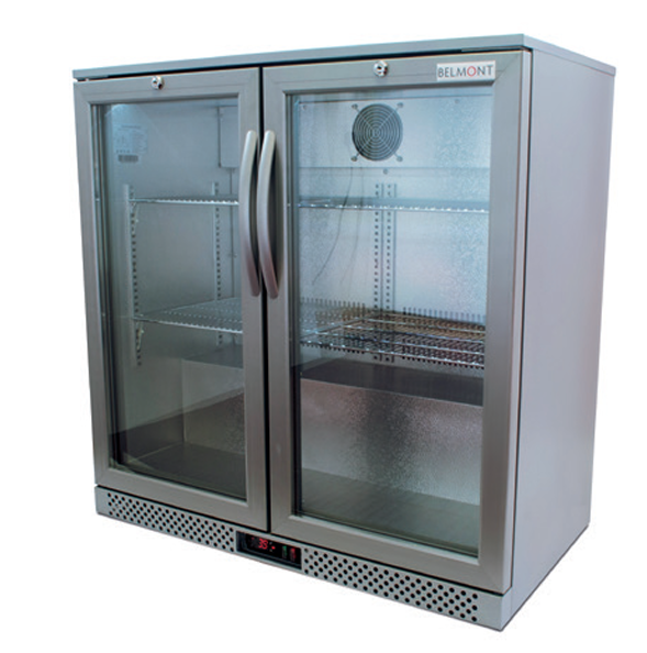 Belmont Silver Hinged Double Door Bottle Cooler - BC9007G