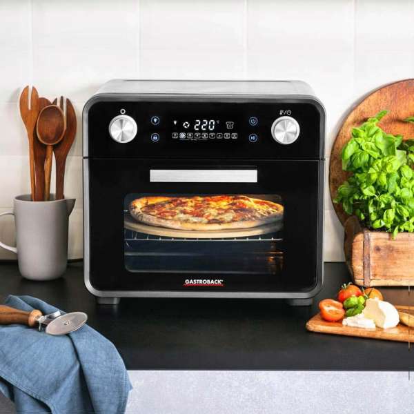 Gastroback Design Oven Air Fry & Pizza 62815 5 in 1: Pizza oven, Hot air fryer, mini oven, rotating grill spit and dehydrator