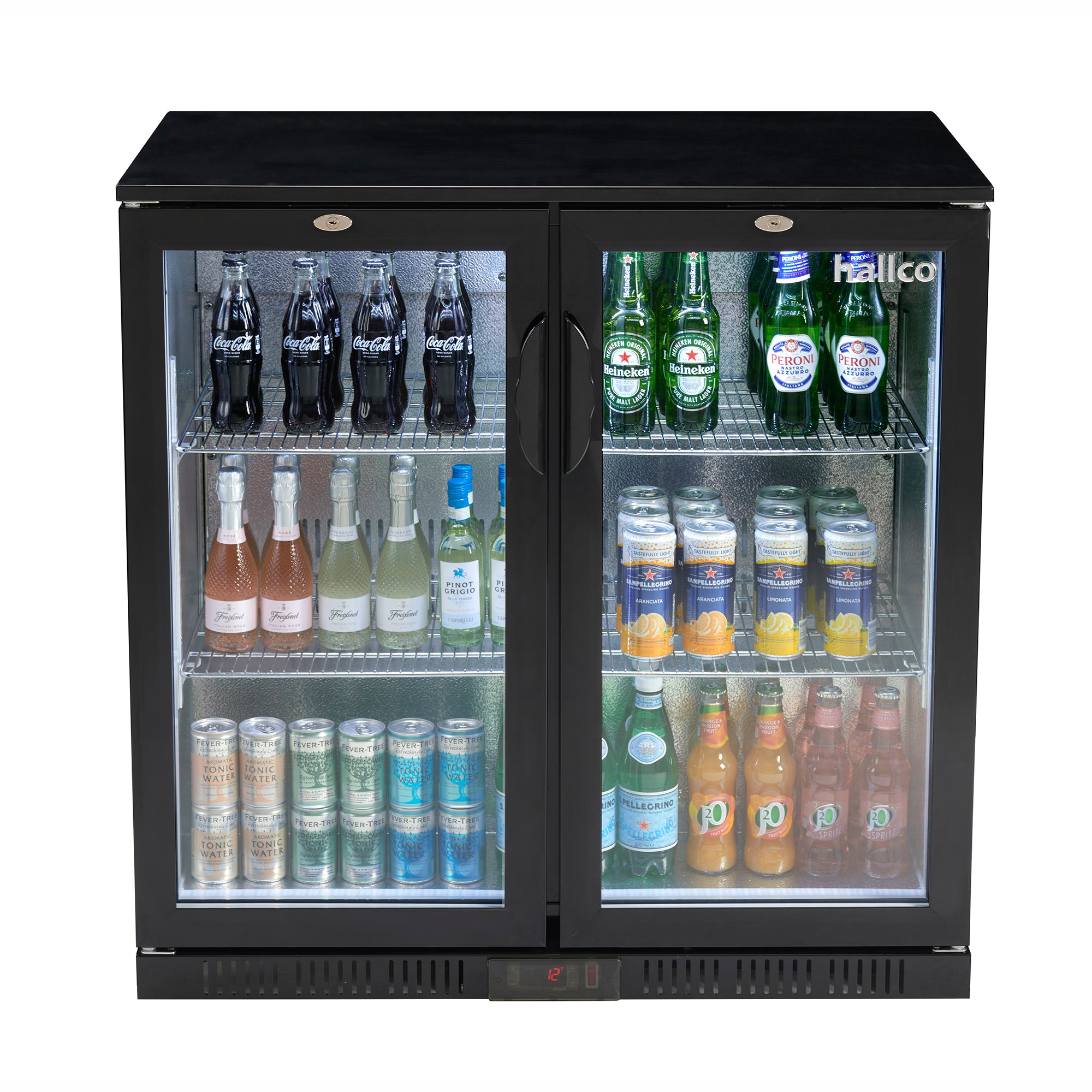 Hallco Double Door Black Undercounter Bottle Cooler - HC2BK