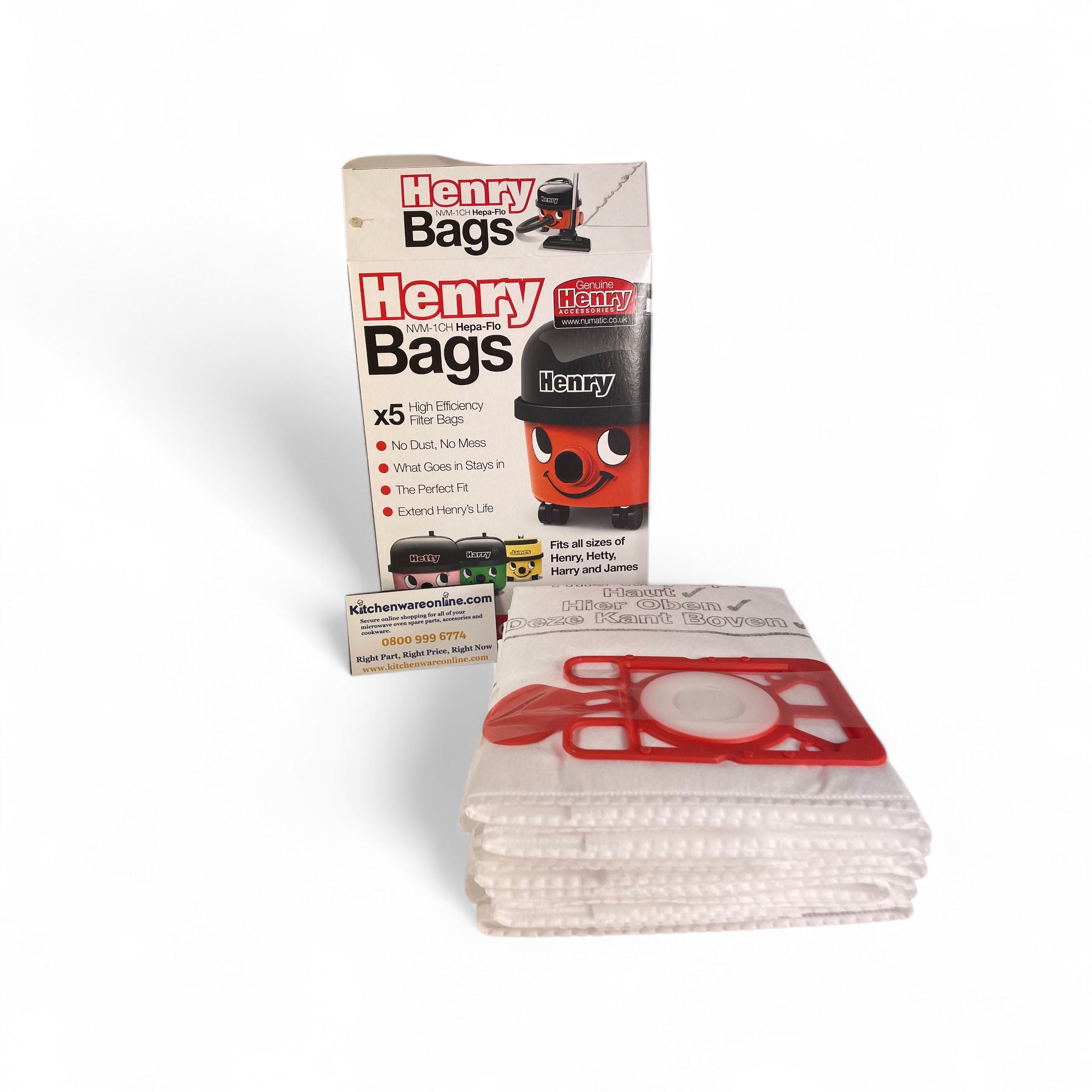 Numatic NVM-1CH Dust Bag (Pack Of 5) for Henry, Hetty, Harry and James models.