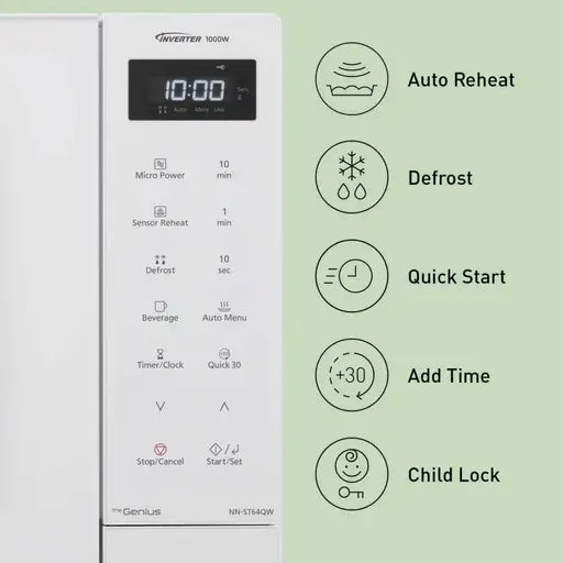 Panasonic  32L 1000W Solo Inverter Microwave Silver - NN-ST68QSBPQ