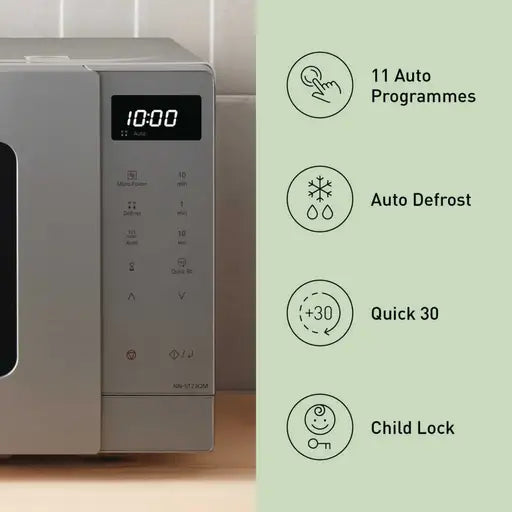 Panasonic  20L 800W Compact Microwave Oven Silver - NNST23QMBPQ