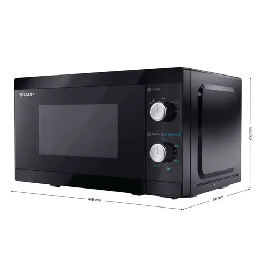 Sharp YC-MS01U-B Compact 20 Litre 800W Manual control Microwave, 5 power levels, defrost function, LED cavity light - Black