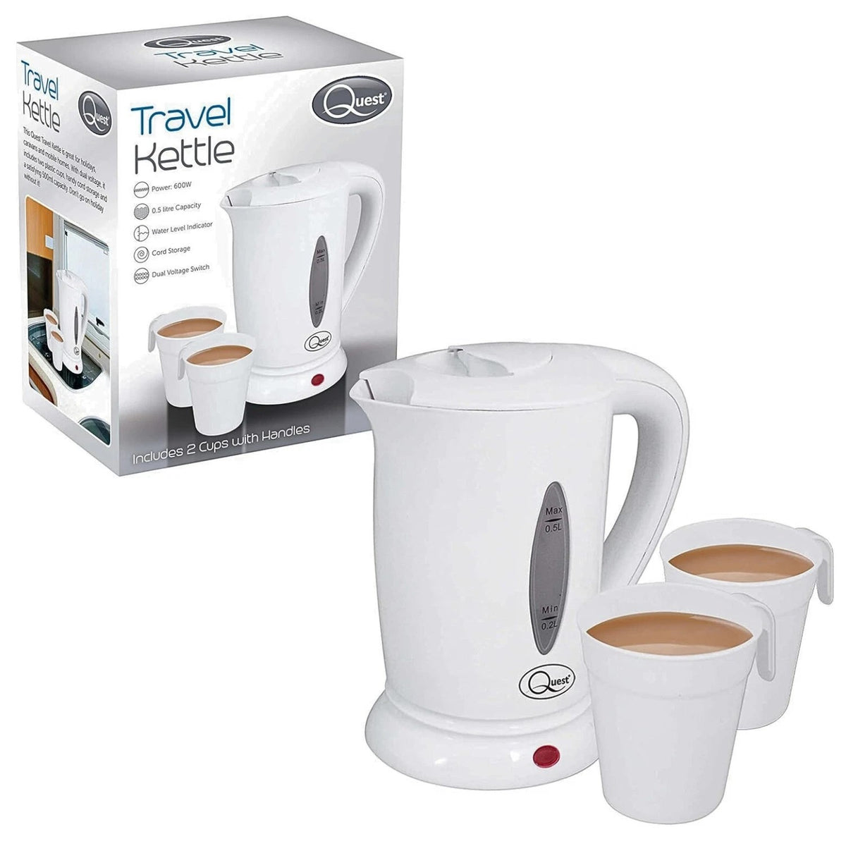 0.5 Litre Lightweight Corded Kettle drawing only 600 watts.