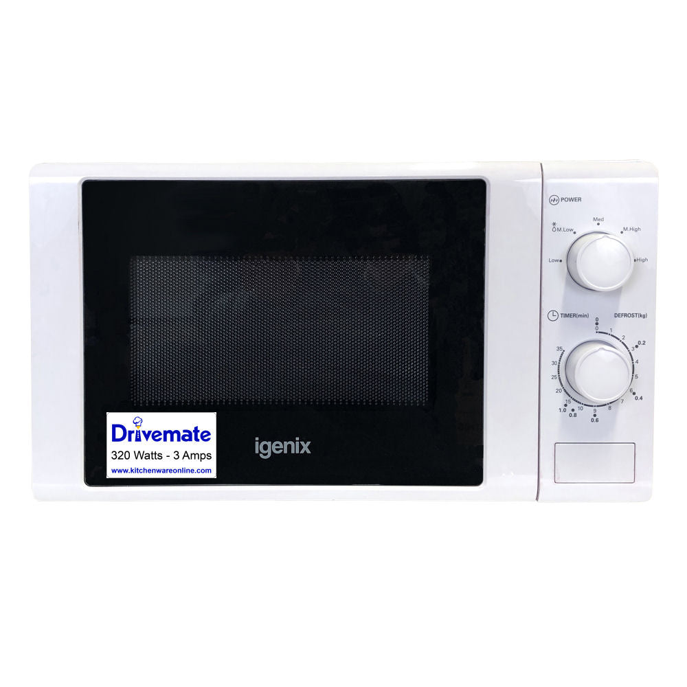 Low Power White Microwave Oven drawing only 510 watts- Outputs 320 watts microwave power